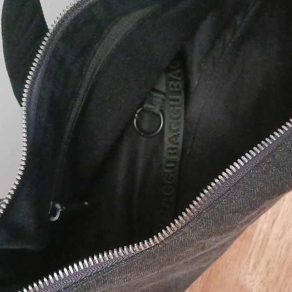 BAGGU Medium Washed Black Denim Crescent Crossbody Bag - Picture 10 of 15